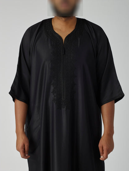 Midnight Black Moroccan Gandoura