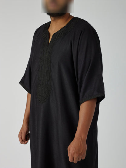 Essential Moroccan Gandoura - Midnight Black